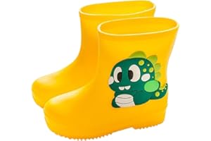 BOTCAM Bottes de pluie classiques en caoutchouc PVC - Bottes de pluie imperméables - Pour bébé - Motif dessin animé - Bottes de neige pour garçon - Taille 28