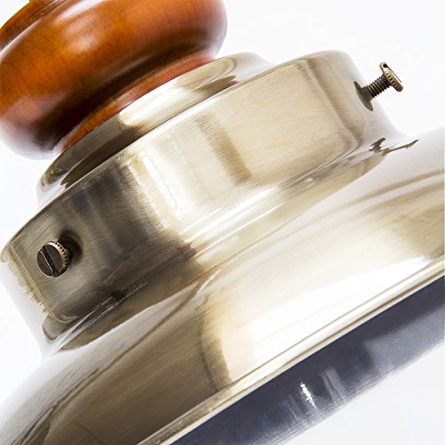 Relaxdays Tischlampe Steampunk Design, Tischleuchte Jugendstil im Vintage Look, Nachttischlampe E27 Fassung Holz und Eisen in Messing-Optik mit Glas, braun - 