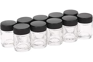 Tenlacum 10 botellas de vidrio aerógrafo y PP de 3/4 oz 22 cc botellas de cepillo de aire con tapa de plástico usando aerógrafos