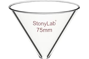 stonylab Entonnoir en Verre, Entonnoir Sans Tige en Verre Borosilicaté Épaissi avec un Diamètre Intérieur de 75 mm pour Utilisation en Laboratoire