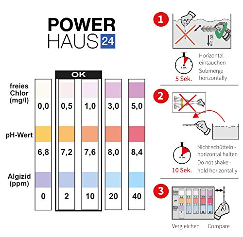 100 Teststreifen für Chlor / pH Wert / Algenschutz Teststäbchen, Teststrips - 2