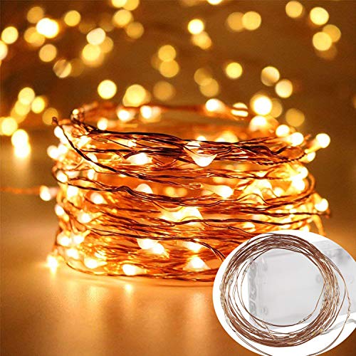 Preisvergleich Produktbild Forever Speed Micro LED Lichterkette Batteriebetrieben Kupfer Drahtlichterkette Warmweiß geeignet für Party,Garten,Weihnachten,Hochzeit,Bel... Deko,40LEDs [Energieklasse A+] (Goldbronze,4 M)