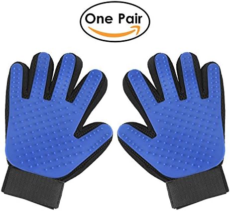 Pet Grooming Glove - Deshedding Brush Glove - Efficient Pet Hair Remover Mitt - Massage Tool with Enhanced Five Finger Design