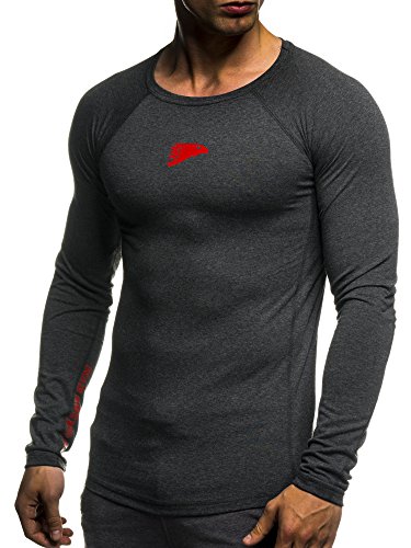 LEIF NELSON GYM Herren Fitness Sweatshirt T-Shirt Rundhals Langarm Trainingsshirt Training LN06283