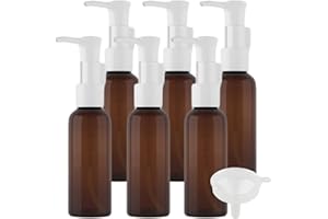 PQPAUTY TIANZD 6 Pièces 50ml Marron Distributeur en Plastique de Bouteilles Vides avec Pompe Blanc pour Cosmétique Huile Démaquillante Savon Lotion Gel Huile Essentielle Voyager
