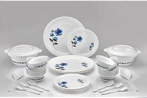 Dweezhet Unbreakable Designer Plastic Light Weight Dinner Set of 36 pcs 6 Full Plates, 6 Quarter Plates,2 Serving Bowl with 2