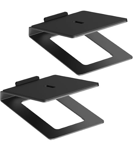 Supporti Per Altoparlanti Da Scrivania OUUTMEE – In Metallo, Alti 15 Cm, Con Strisce Antiscivolo, Portata 30 Kg, Neri (coppia)