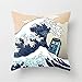 Produktbild HLKPE Blue Phone Box Vs The Great Big Wave Throw Pillow Cushion Cover 18x18