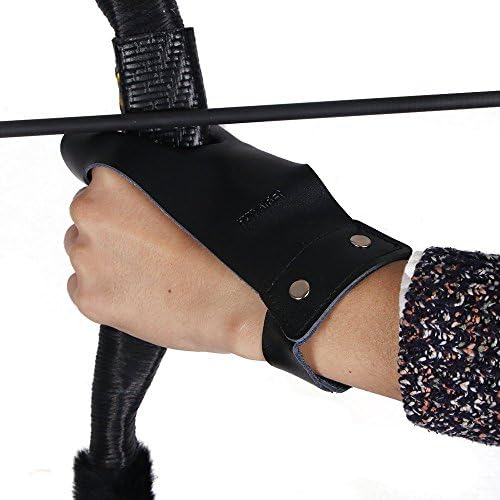 IRQArchery Cow Leather Protective Gloves Finger Hunting Hand Guard Protector Gloves for Target Recurve Longbow Left and Right Hand (Left Hand)