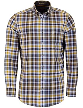 CASAMODA Comfort Fit Hemd Langarm Button Down Kragen Karo blau
