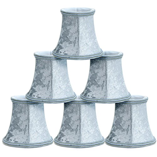 Fuloon 6er Set Molton Lampenschirme für E14/E27 Birne Kerze Kronleuchter Hängelampe Rund Lampenschirme (Grau)