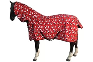 Horse Masters Turnout Rug with Neck Combo – 600D Waterproof & Breathable Horse Rug – 100gsm Panda Print – Brass Clips, Shoulder Gussets & Cross Surcingles – Lightweight Rug for All Seasons, 100gm