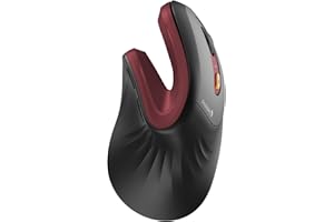 Mouse Ergonomico, ProtoArc EM11 NL Mouse Verticale Senza Fili Ottico Ricaricabile con 3 Porte Dispositivi (Bluetooth &USB), 3 DPI Regolabili per Computer, iPad, Mac, Windows - Nero e Rosso