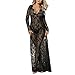 Produktbild SomeTeam Damen Dessous Langes Kleid Sexy Negligé Nachthemd Reizvolle Lingerie Spitze Schwarz Erotik Reizwäsche Erotische Unterwäsche Nachtwäsche