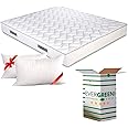 EVERGREENWEB Orthopaedic Mattress 160x190 cm in Waterfoam, 20cm High + 2 Pillows in Memory Foam flakes FOR FREE, Massage Effect White Cover, Ergonomic, Breathable, Hypoallergenic, Antimite | FASHION
