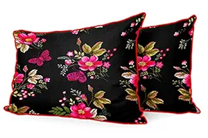 DreamVio Jute Fabric Printed Decorative Pillow/Throw/Cushion Covers for Living Room, Bed Room, Sofa,Chairs,Pillow Cases, Pillow Covers Set of 2, Size 12x18 Inches Style4