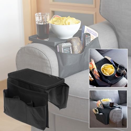 Organizador reposabrazos con bandeja Negro