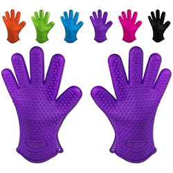 Belmalia 2 Gants de Cuisson en Silicone pour Cuisines et barbecues, Set, Paire, maniques, Gants de Four Lilas Violet