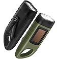 GeeRic 2-Pack Hand Crank Solar Powered Flashlight, Emergency Rechargeable LED Flashlight, Survival Flashlight, Quick Snap Carabiner Dynamo Flashlight Torch for Outdoor Sports, Army Green+Black