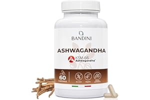 Bandini® Ashwagandha KSM-66® 100% Vegan (60 Capsule) - Qualità Premium KSM Pura - Integratore Naturale da Polvere Withania Somnifera (Ginseng Indiano) - Rimedio Ayurvedico per Stress, Mente e Sonno