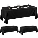 Pesonlook 2 Packs Black Rectangle Tablecloths 153&times;260cm Washable Polyester Fabric Rectangle Tablecloth for 6 Foot Table Birth