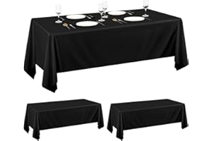 ‎PESONLOOK 2er-Pack Schwarze rechteckige Tischdecke 153×260cm, waschbare rechteckige Tischdecke aus Polyestergewebe für 6 Ft Tisch perfekt für Geburtstag, Hochzeit, Bankett, Restaurant, Party, Babyparty