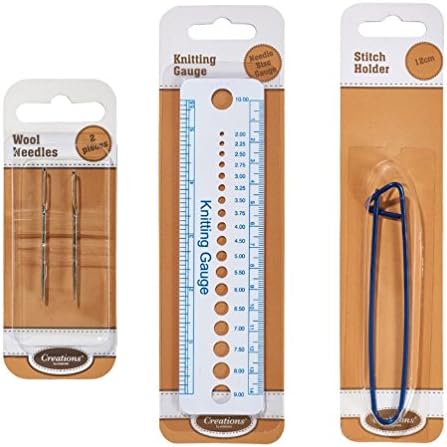 Creations Wool Needles, Knitting Gauge, Stitch Holder Medium