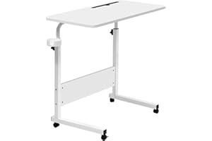 GRANDMA SHARK 80 × 40 cm Laptop Table for Sofa or Bed, Laptop Desk, Standing Height Adjustable Computer Desk, Portable Side Table, Bed Table, Sofa Table (White)