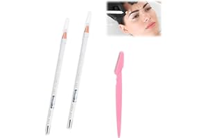 BAOSROY Lápiz Mapeo de Cejas,2pcs Impermeable Microblading Lápiz,Lápiz de Cejas Blanco,Lápiz Cejas Waterproof,Lápiz de Cejas Antimanchas,Lápiz Cejas de Larga Duración,Stylo De Sourcils