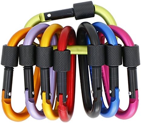 Carabiner Clips,Etmury 8 Pcs Carabiner Keyring Hooks, High Strength Aluminum D-ring Locking Carabiners Clip Keychain Hooks for Outdoor Camping Hiking Fishing(Not for Climbing)