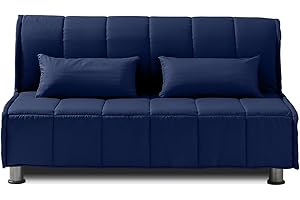 EVERGREENWEB MATERASSI & BEDS EVERGREENWEB - Divano Letto 3 Posti con Materasso Matrimoniale 160x190 Ortopedico, Prontoletto RICHIUDIBILE con Rivestimento SFODERABILE e Lavabile, Coppia Cuscini SUPERSOFT Abbinati color Blu EVENING