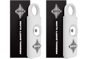 Personal Alarm NOYZIE Personal Safety Alarm TWIN PACK LOUD 125db Siren 200-Lumen Strobing LED Light - Self Defence Rope Alarm Keyring Keychain for Women, Men, Elderly, Dog Walkers (White x2)