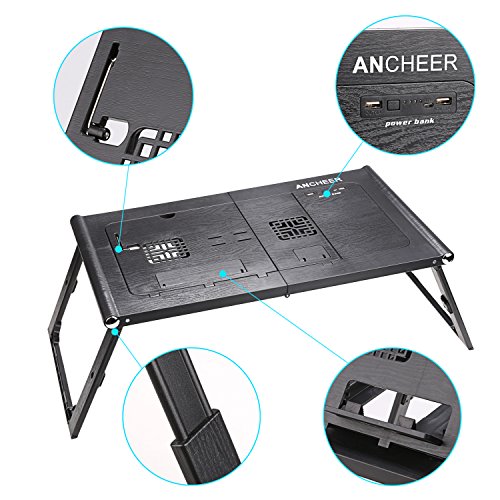 Ancheer Einstellbare Laptop Tisch Lapdesk Betttisch Faltende Smart-Tabelle mit Power Bank 10000mAh, Schwarz - 5