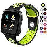 IGEMY Poröse Ventilation 140-215mm Ersatz Weicher Silikon Sport Bügel für Fitbit Versa (Gelb)