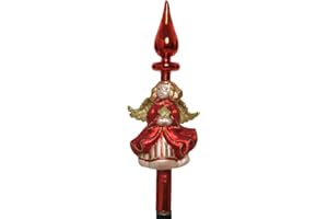 Kaemingk Christbaumspitze Glas 27cm hoch Engel Figur Weihnachtsbaumspitze Nostalgie rot