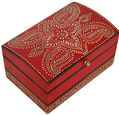 Preisvergleich Produktbild PRIME DAY VERKAUF - SouvNear 16.5 cm Holz Rote Schmuckkästchen / Schmuckschrank / Schmuckkasten / Schmuckschatulle / Schmuckbox / Schmuckaufbewahrung für Ketten, Ohrringe, Anhänger