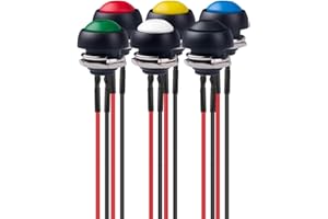 Gebildet 6pcs 12mm Precablato Impermeabile Momentaneo Pulsante SPST ON/OFF 3A/250VAC, Lockless Mini Rotondo Bottone per Tromba Auto, Campanello di Casa