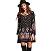Produktbild Kleid Damen Elegant Langarm Kleid Vintage Mode Rock Boho Strandkleid Damen Lange T-Shirt Minikleid Btruely (L, Schwarz)