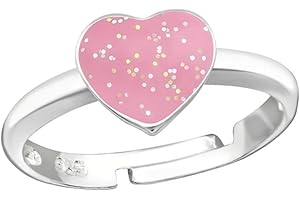 Goldene Hufeisen Kinder Ring 925 Echt Silber Mädchen Fingerring Emaille Kristalle Verstellbar