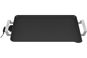 Bourgini Plancha Cocina 2550 W con Revestimiento Cerámico Pro, Libre de Químicos (PFAS, C6, PFHxA, PTFE, PFOA y BPA), Superficie 58 x 33 cm, Temperatura Ajustable, Ideal para un hogar sin tóxicos.