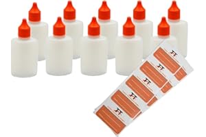 TORG TRADING Ovale Liquid-Flaschen 10 x 50ml - Flachmann, Kunststoffflaschen aus weichem HDPE inkl. 10 Etiketten (weiß/transparent) - Liquid Flasche - Tropfflaschen,Dosierflaschen,Dropper Flaschen,Quetschflaschen