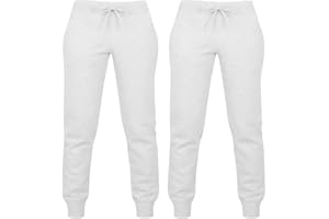 GIFT HUB Joggers for Boys & Girls – Jogging Bottoms with Drawstring & Cuffed Ankle, PE & School Trousers for Kids – Comfortable & Breathable Unisex Sweatpants, Tracksuit Bottoms – Black & White, Pack of 2