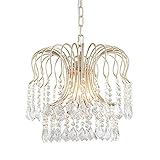 Retro- industrieller E14 Kristallleuchter 3 Birnen-Eisen-justierbare Deckenpendelleuchte für Flur-Treppen-Wohnzimmer Pendant Light (Farbe : Champagne gold)