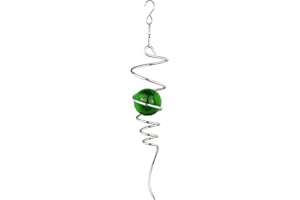 Morobor - Campanelle a vento rotanti con sfere di cristallo, per esposizione, per interni ed esterni, decorazione a spirale con gancio girevole, 28 cm, colore: Verde