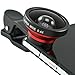 Produktbild First2savvv JTSJ-SUGT-A08 rot Universal Clip-On Kamera Adapter Optische Magnetisches 0.4 X Weitwinkel Linse mit Aluminiumtuben und teilentspiegeltem Mineralglas für Nokia Lumia 530 Samsung Galaxy s5 mini&Motorola S, Shamu & Huawei Ascend G630, Mate 7 &Nokia Lumia 830 & Apple iphone 6 plus