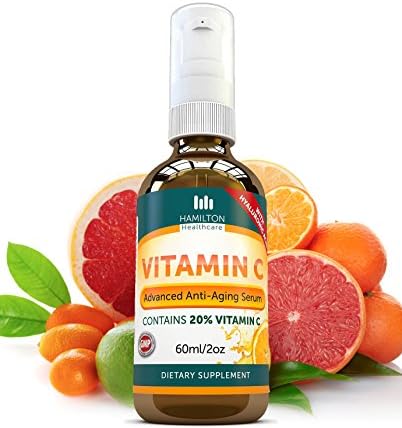 ADVANCED Vitamin C Face Serum | 60ml Bottle | 20% ORGANIC Vitamin C with Hyaluronic Acids | Anti Wrinkle &amp; Anti Ageing | Leaves Firm, Youthful Skin | REPAIRS SKIN from Sun Damage, Wrinkles, Eye Bags, Lines &amp; More