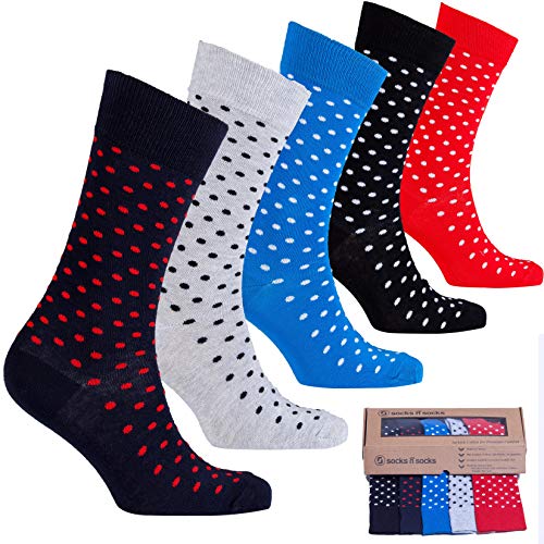 socks n socks Calcetines de algodón de colores para hombre - 5 pares Talle único Dotted-7