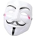 RGLT White V for Vendetta Guy Fawkes Fox Face Mask Fancy Halloween Cosplay Pack of 1, MK-2GuyFox, Regular