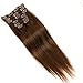Price comparison product image Clip In Hair Extensions 100% Real Human Hair straight hair clips Full Head 7 pieces Brazilian hairpieces(15-24 inch available) 15 Inch 4#
