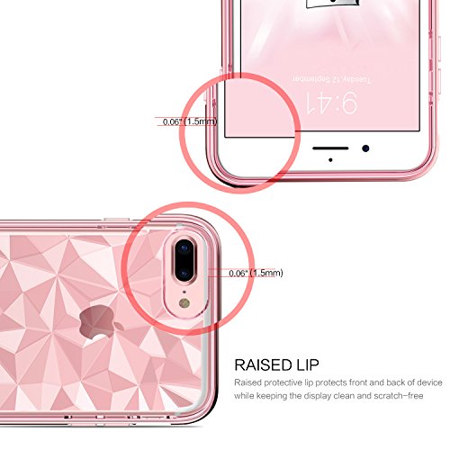 BENTOBEN Funda iPhone 8 Plus  Funda iPhone 7 Plus  Carcasa Case Cover Transparente Choque Absorcin TPU Antichoque Antigolpes Funda para iPhone 8 Plus iPhone 7 Plus - Rosa Oro